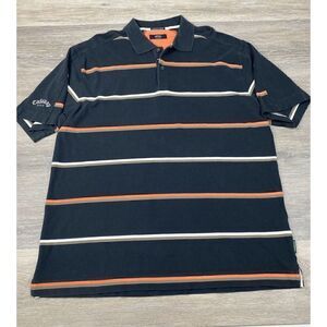 Callaway X Series‎ Polo Shirt Men’s Size XL Green-Black/Peach Striped Stretch